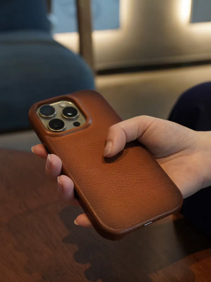 Handmade Italian Leather Case – Magnetic Business-Class Cover for iPhone with Premium Camera Button
